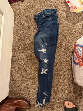 American Eagle Outfitters Dark Blue Distressed Skinny Jeans